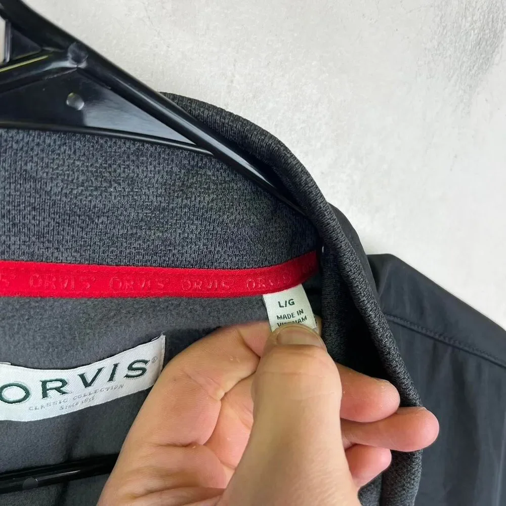 Orvis Full Zip Jacket  Gray Zippered Pockets Outdoor Size L
